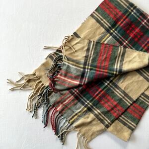 Plaid Fringe Hem Scarf